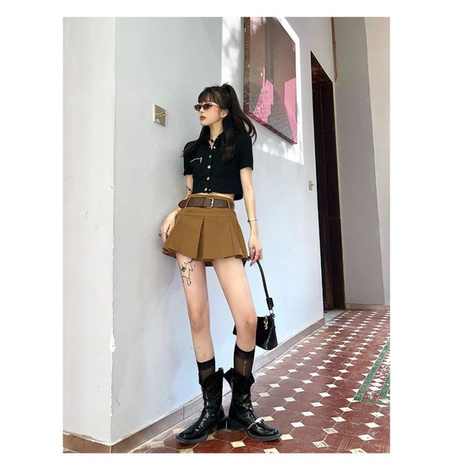 Quần Short Giả Váy Xếp Ly Phong Cách Hàn Quốc Dành Cho Nữ