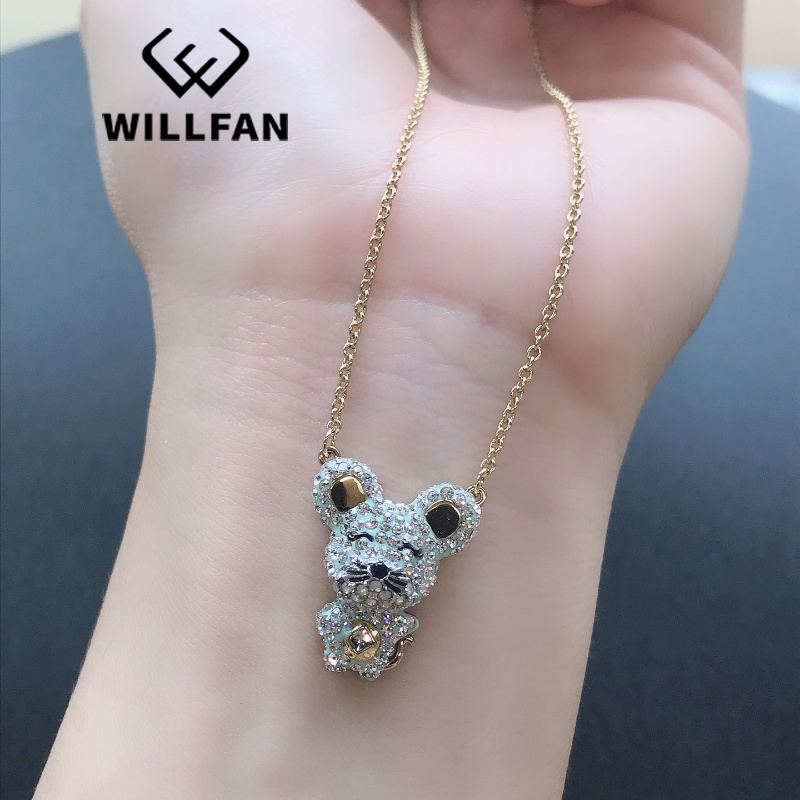 FREE SHIP Dây Chuyền Nữ WILLFAN Cute Mouse Full of Playfulness Fresh Color Necklace Crystal FASHION cá tính Trang sức trang sức đeo THỜI TRANG