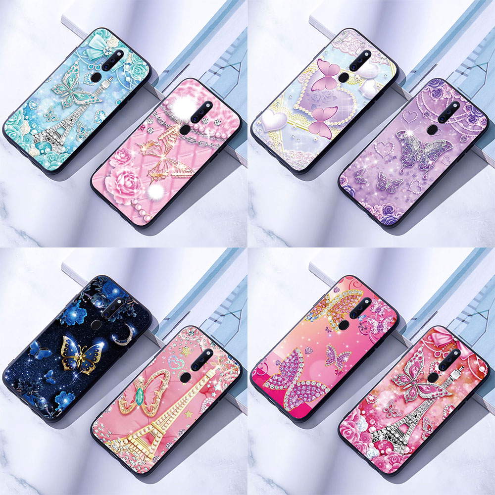 Ốp Điện Thoại Mềm Oppo F3 F5 F9 F11 Pro F15 Bướm Kim Cương