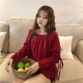 Áo bẹt vai tay nơ