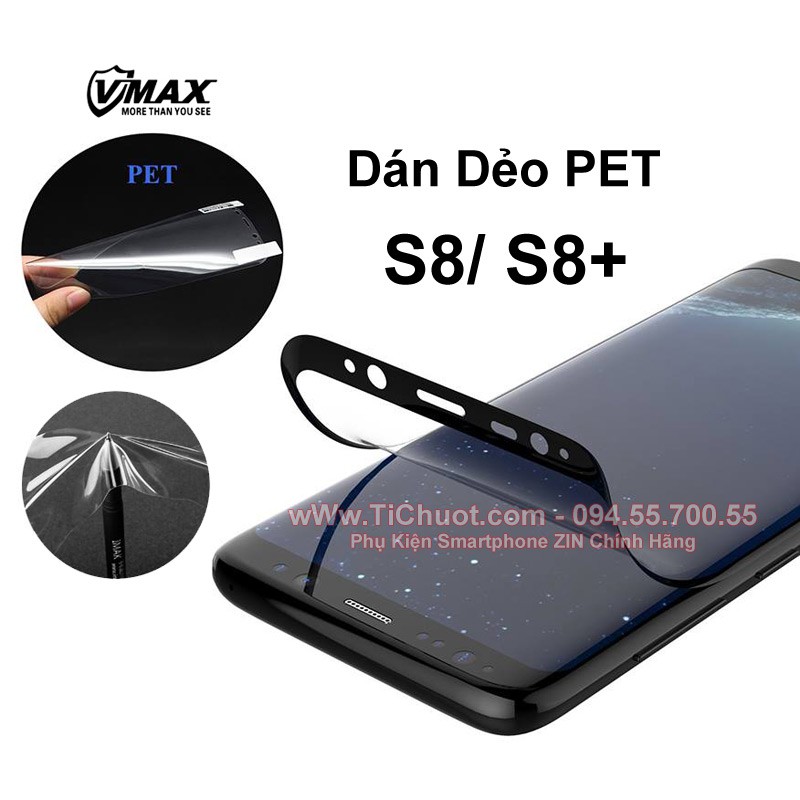 Miếng dán dẻo Vmax cho Galaxy S8 Full màn hình viền đen trong suốt