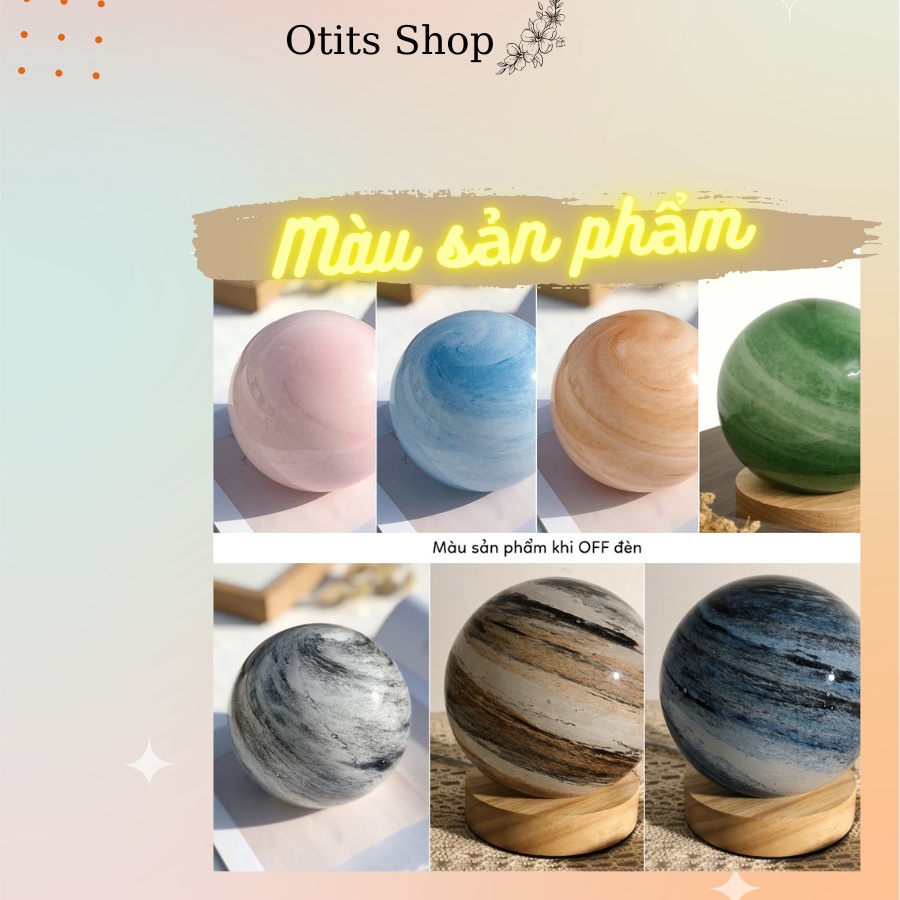 Quả cầu pha lê hành tinh phát sáng ban đêm decor phòng ngủ, Quả cầu thủy tinh hành tinh hệ mặt trời 5 mức sáng