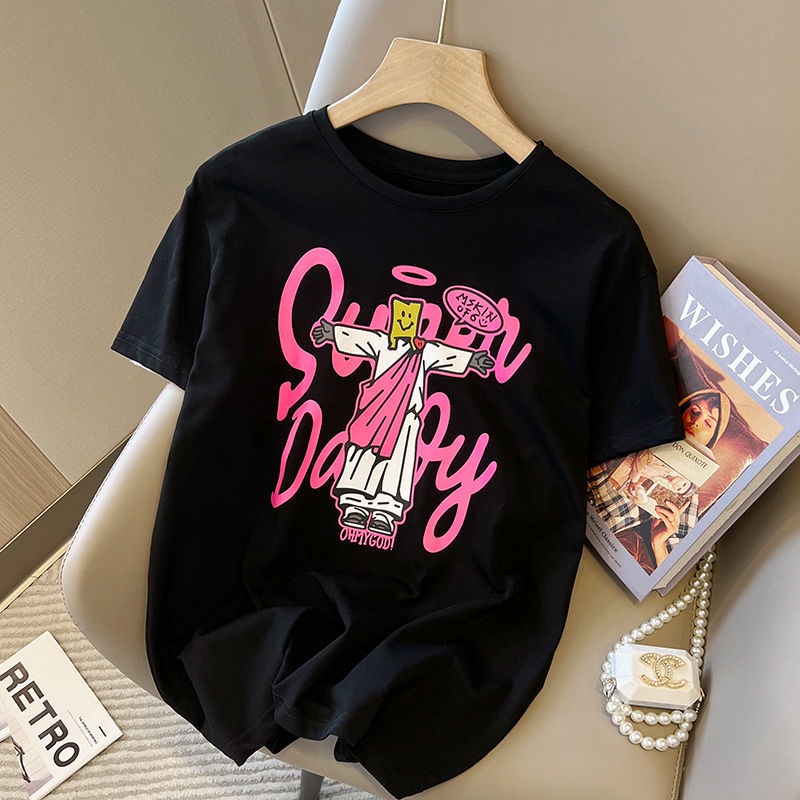 Áo Thun Ngắn Tay Dáng Rộng Thiết Kế Dễ Thương Giản Dị Dễ Phối Đồ Dành Cho Nữ Sinh