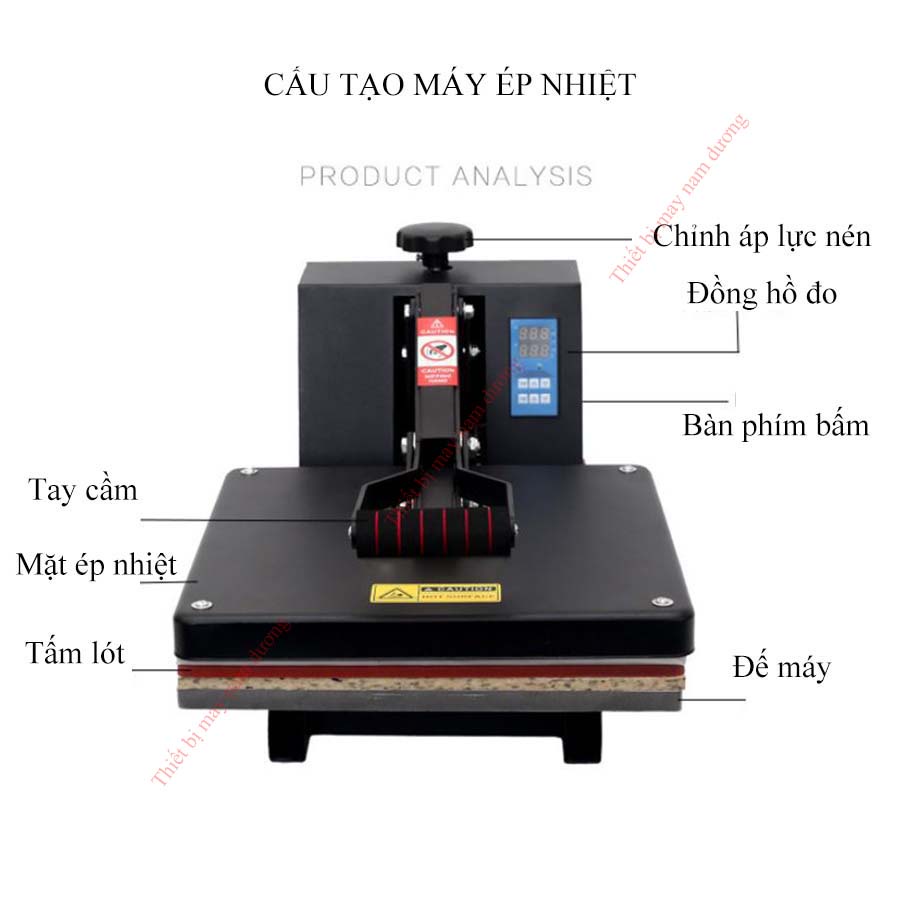 Máy ép nhiệt một bàn ép tay 38 x 38 &gt; máy ép chuyển nhiệt quần áo ( bảo hành 12 tháng )