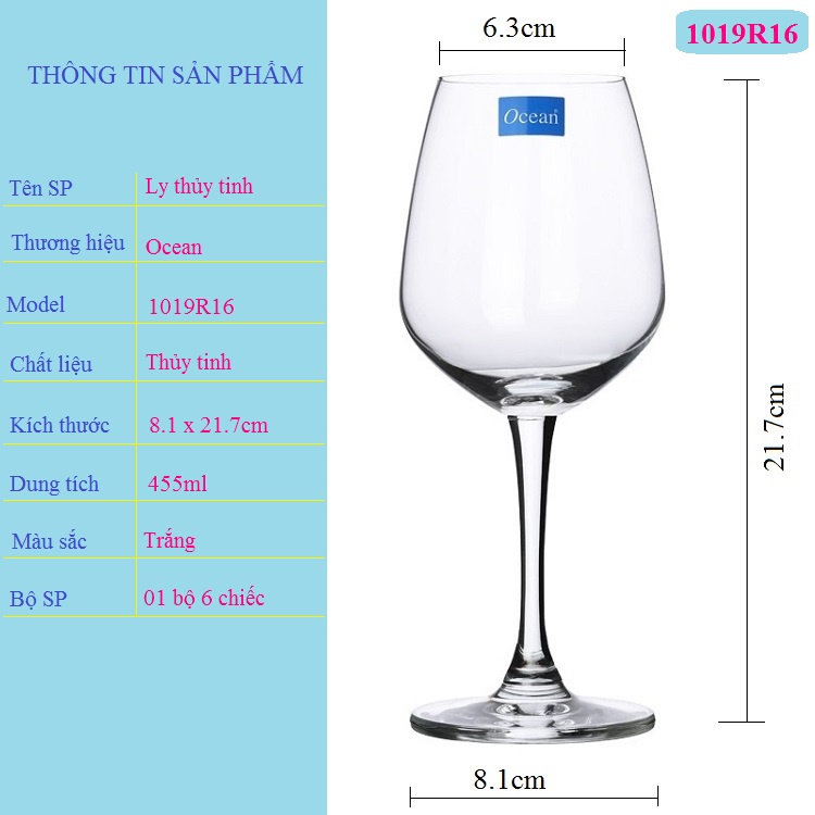 Ly Uống Rượu Vang Đẹp Thủy Tinh Cao Cấp Chính Hãng Ocean Lexington Red Wine 019R11 Dung Tích 315ml