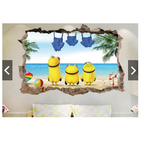 Decal trang trí khung MINIONS bãi biển