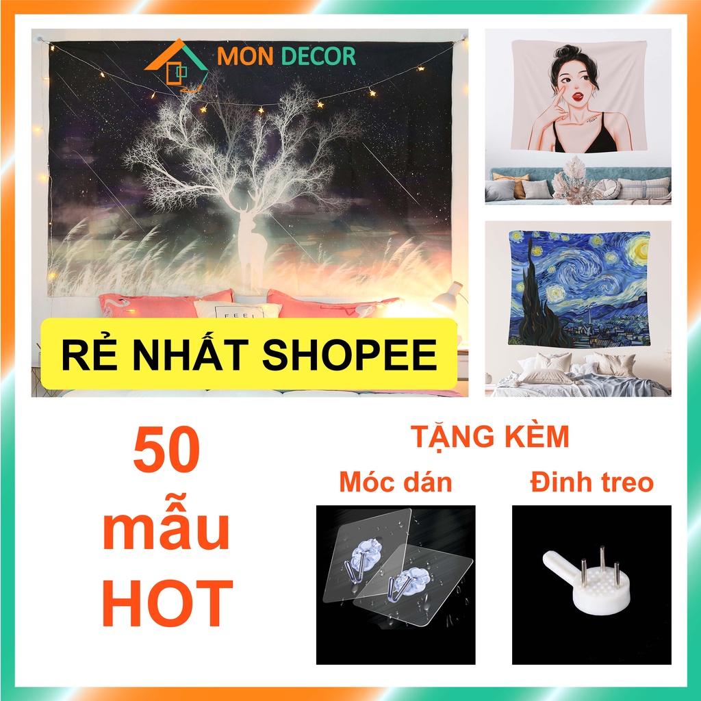 [RẺ NHẤT SHOPEE - TẶNG móc dán + đinh] Tranh vải treo tường HOT nhất - 50 mẫu Tranh vải decor phòng