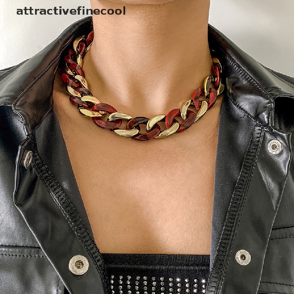 Acvn Vòng Cổ Choker Acrylic Dày Phong Cách Gothic Miami Curb Cuban