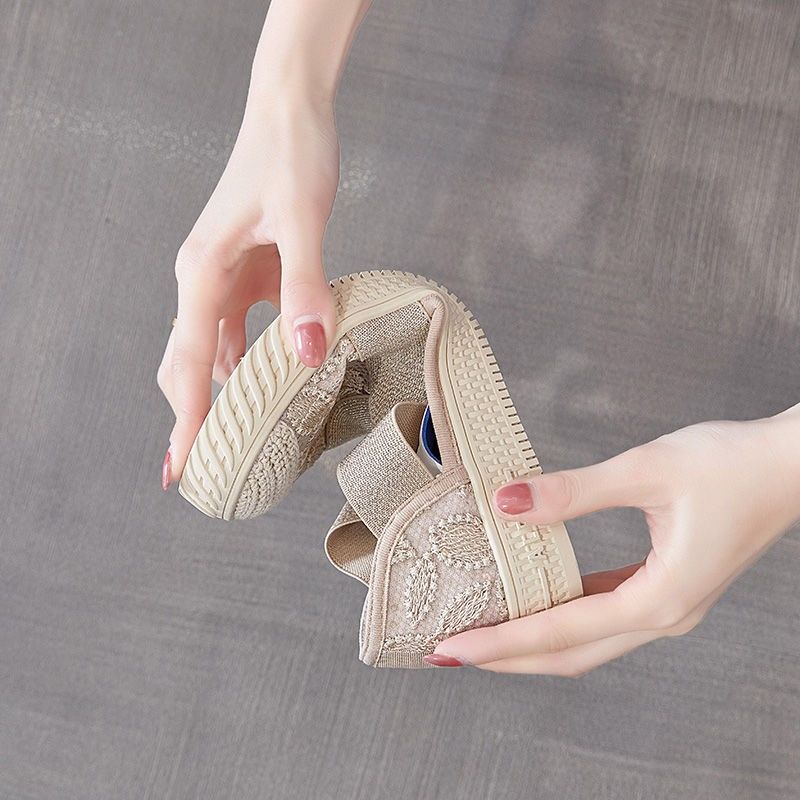 Giày Lười Đế Mềm Phối Lưới Dây Đan Chéo Phong Cách Xiaoxiang