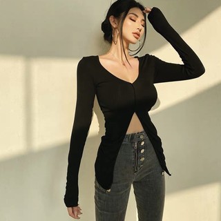 Áo tay dài hở bụng