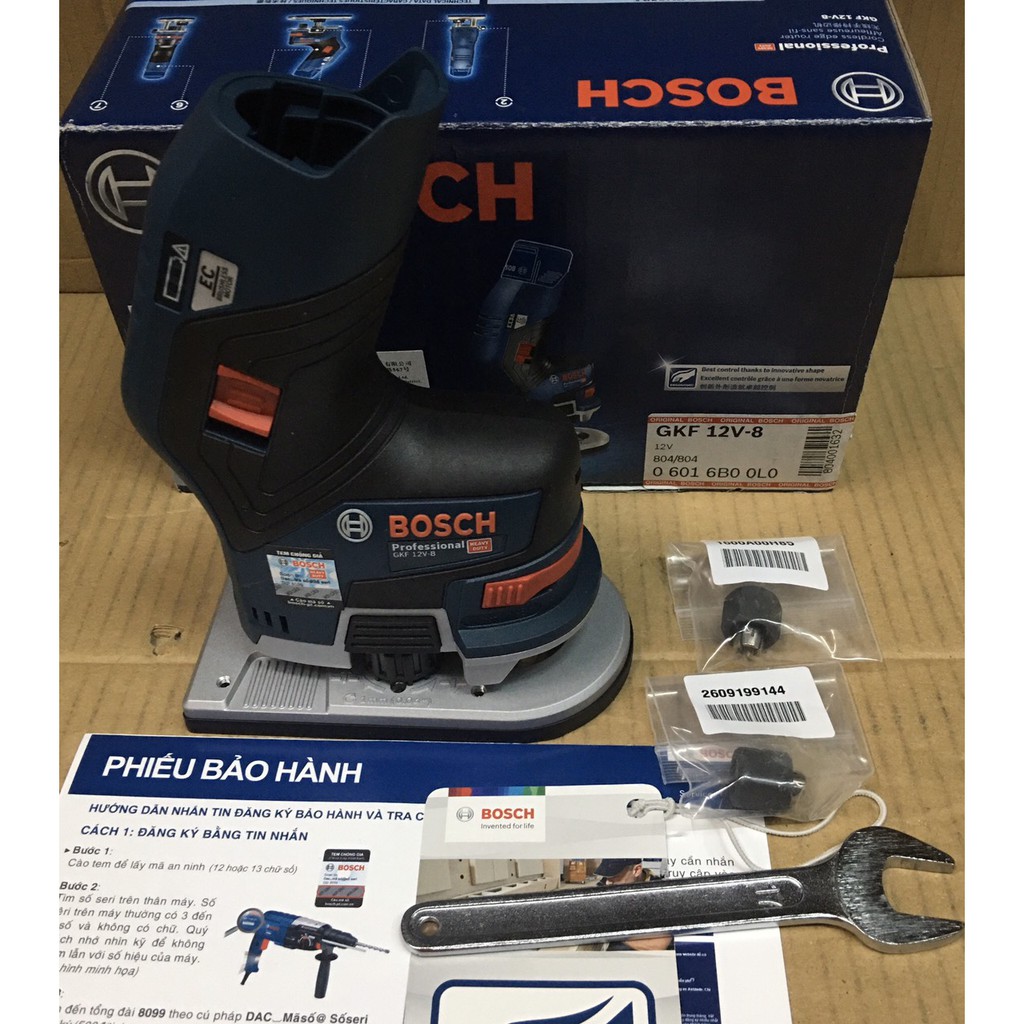 Máy phay nhỏ không dây dùng pin Bosch GKF 12V-8 chưa bao gồm pin, sạc