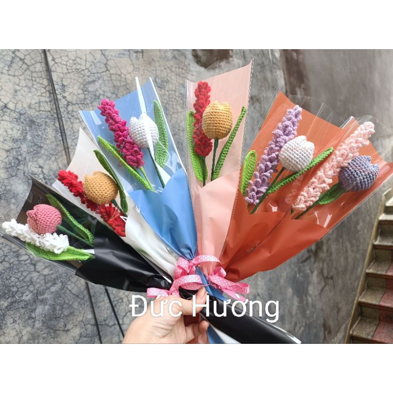 Bó Hoa len handmade làm quà tặng hoặc trang trí