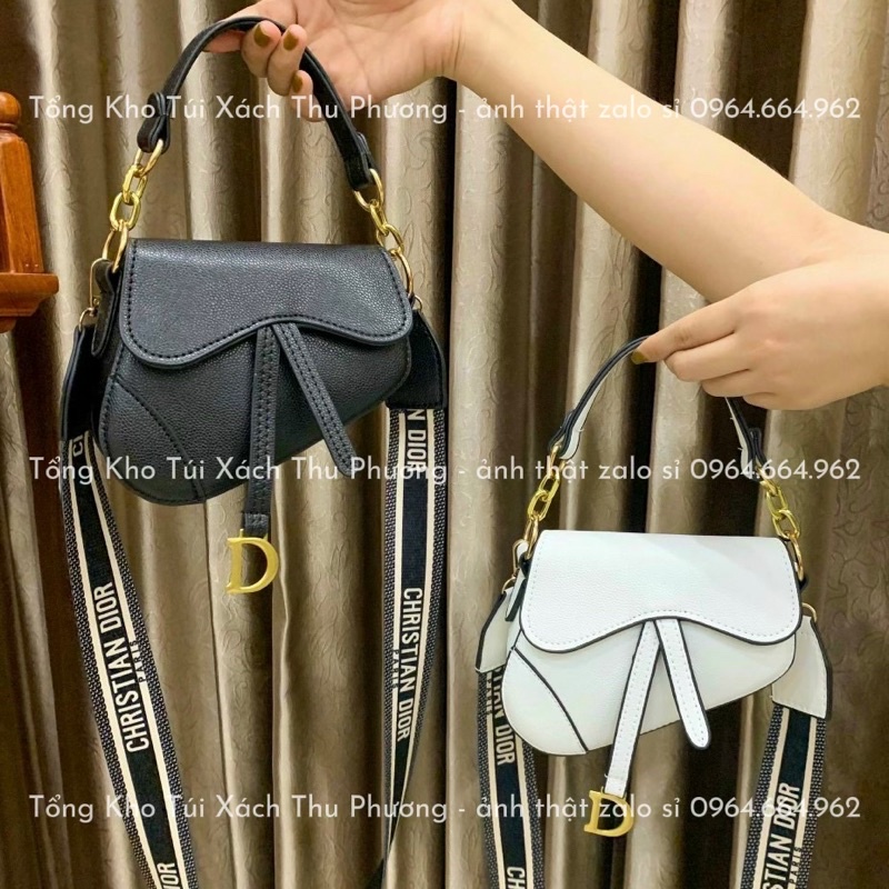 Túi Đeo Chéo Yên Ngựa Da Lì Tag Treo D Kèm Dây Đeo Chéo Bản To