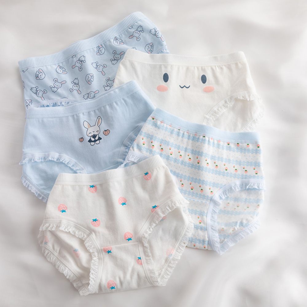 Quần lót cotton mềm mại lưng cao vừa phối bèo nhún họa tiết hoạt hình đáng yêu dành cho nữ