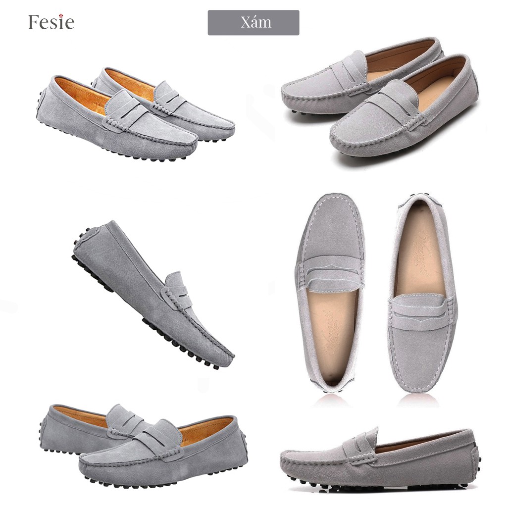 Giày Lười Nam, Giày Mọi Nam Da Bò Lộn Cao Cấp, Màu Đen và Nâu - Fesie Leather Moccasins 🎁