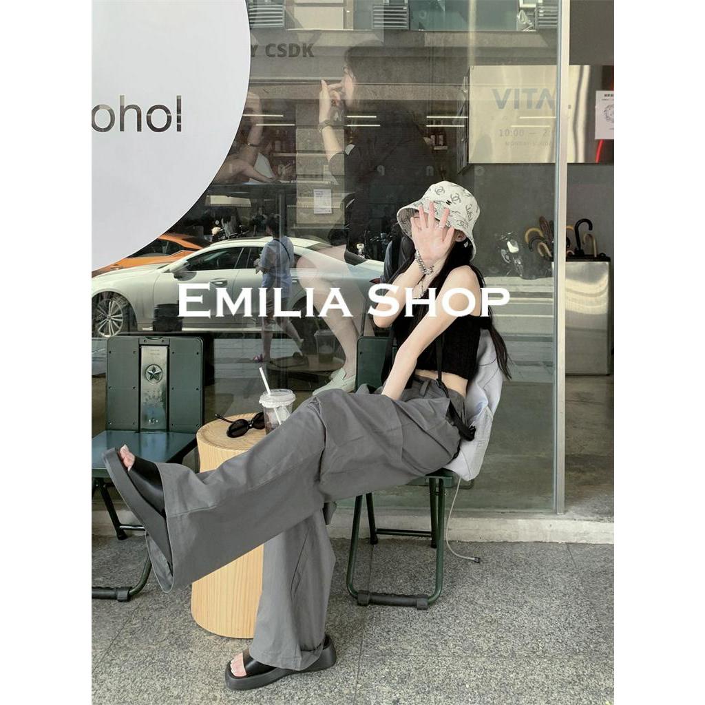 Chất lượng cao EMILIA SHOP quần y2k quần ống rộng quần túi hộp nữ quần dù 2023 New 051802