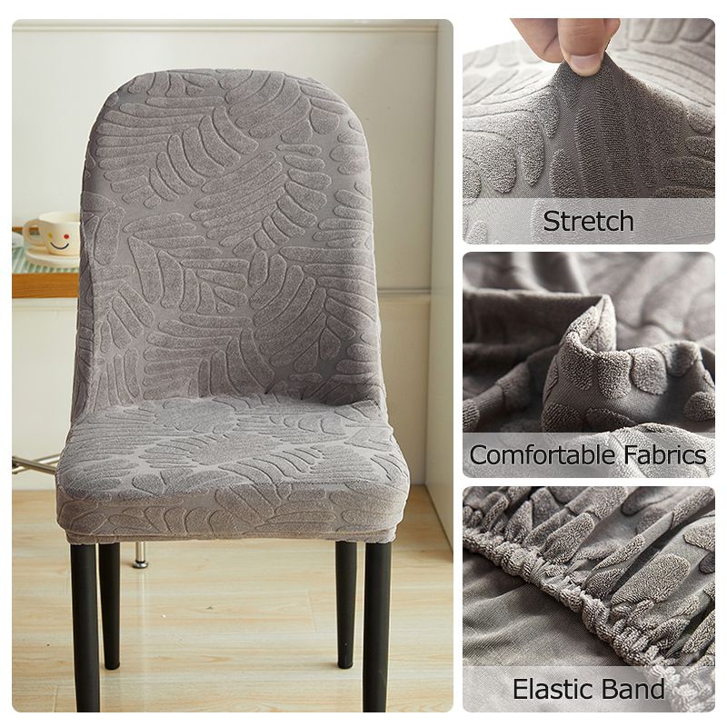 Modern Solid color Shell Chair cover Waterproof Leaf Jacquard Elastic Curved Removable Chair Cover Furniture Components