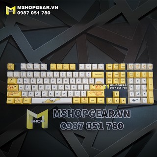 Nút nhựa gắn bàn phím cơ (keycap) in hình Pikachu chất liệu nhựa pbt, oem 108 nút giá rẻ