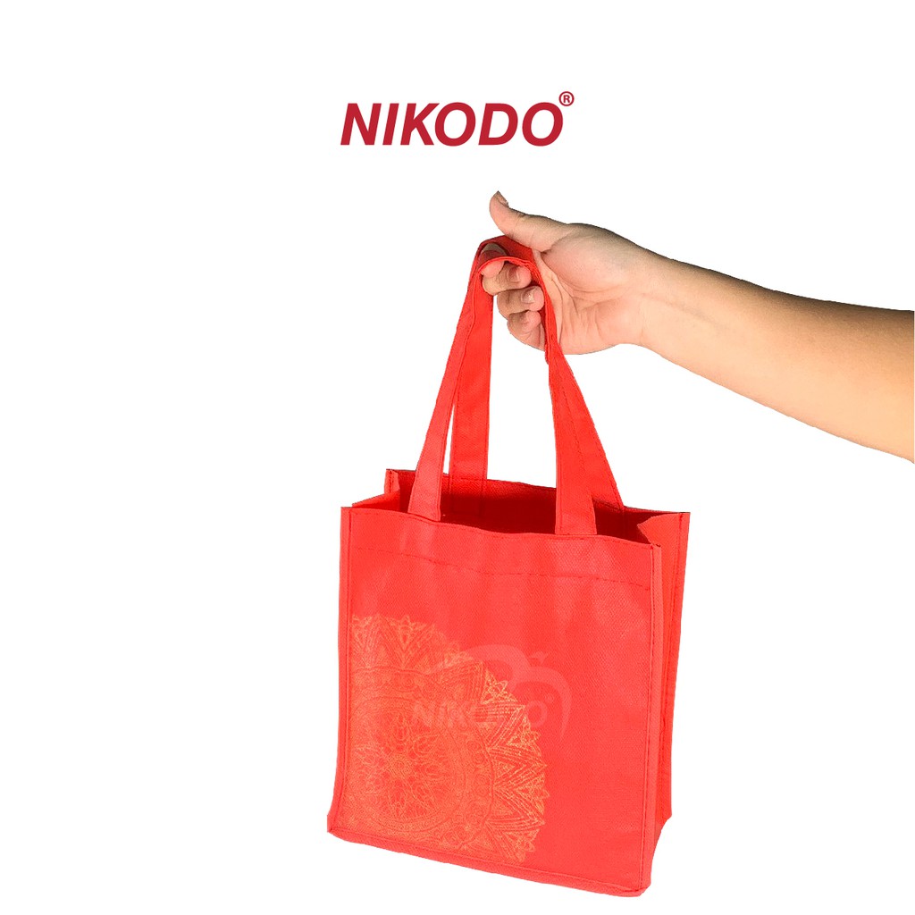 Túi vải Nikodo không dệt loại nhỏ, đựng thực phẩm, quà tặng, tái sử dụng nhiều lần, thân thiện môi trường