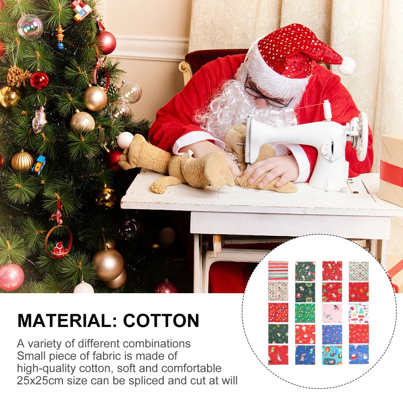 Set 10 vải cotton in họa tiết giáng sinh trang trí đồ thủ công