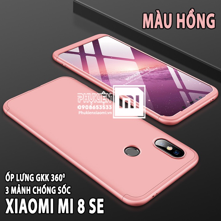 Ốp Lưng cho máy Xiaomi Mi 8 SE GKK 360 Độ  - Viền Màu, Full Màu