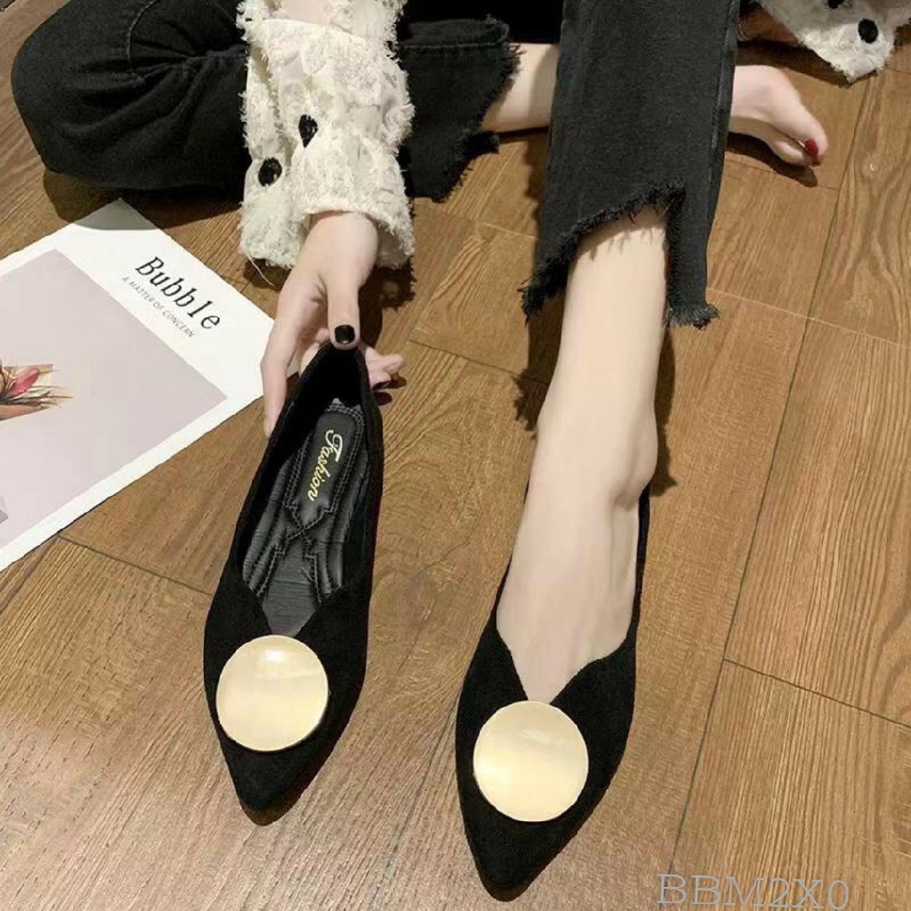 {Xả Kho} Giày Búp Bê Bệt Da Lộn và Kết Hợp Họa Tiết Mặt Trăng (M1, M2)