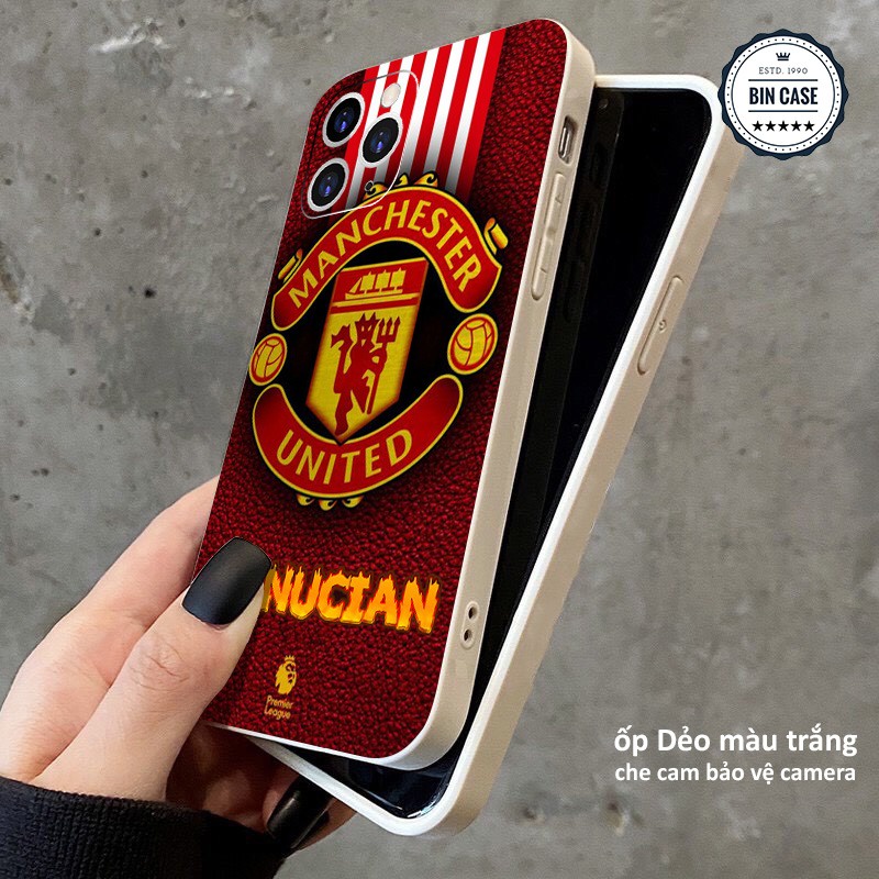 ⚽Ốp lưng in giả da logo MU cực đẹp ⚽dành cho fan MU iphone 13 12 11 Pro Max 6s 6 7 8 Plus X Xr Xs Max BONGDA021