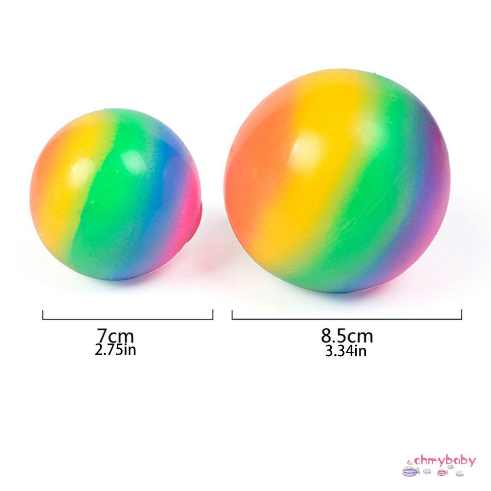 【OMB】 Rainbow Giant Stress Ball For Adults And Kids Jumbo Ball Reduce Fidget Toy