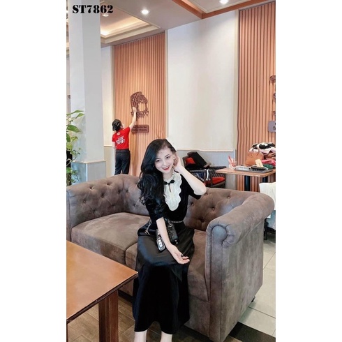 ÁO NHUNG PHỐI CỔ BÈO NGỌC