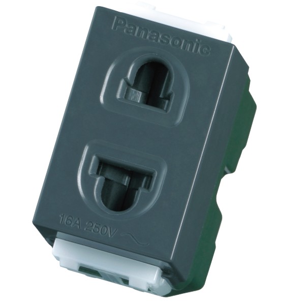 Ổ cắm đơn có màn che Panasonic dòng Wide Series màu trắng - đen xám - vàng ánh kim  - xám ánh kim