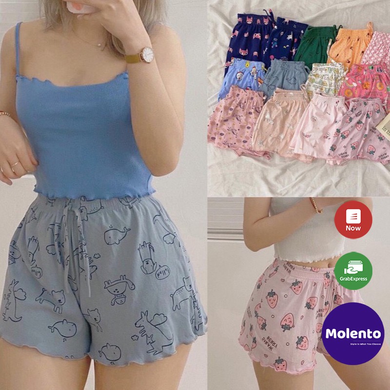 Quần đùi vải nữ mặc nhà, quần short nữ hoa thun cotton dày dặn thoáng mát thấm mồ hôi Molento - X35 | BigBuy360 - bigbuy360.vn