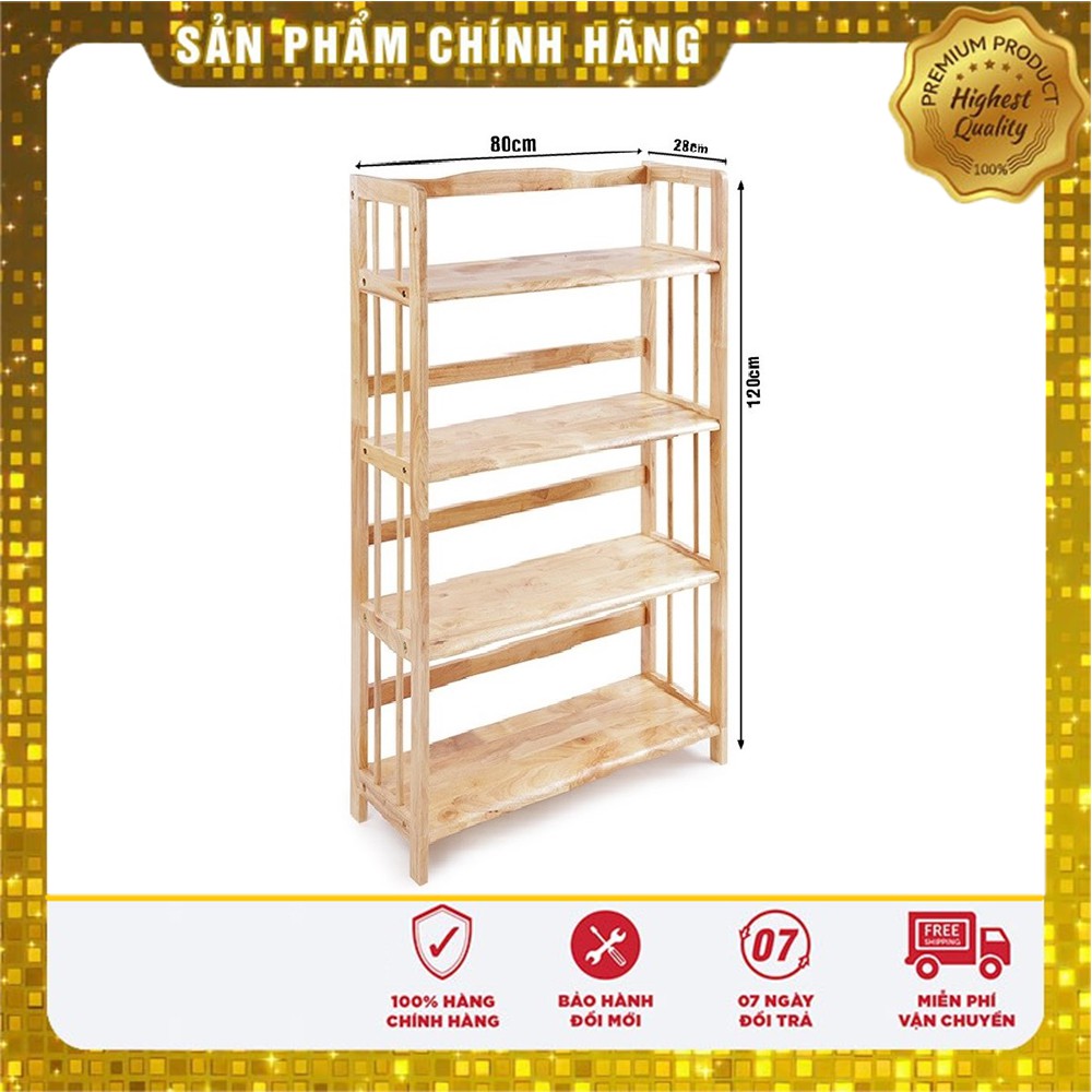 Kệ sách kệ đa năng 4 tầng [ FREE SHIP ] gỗ cao su tự nhiên màu vân gỗ | WebRaoVat - webraovat.net.vn