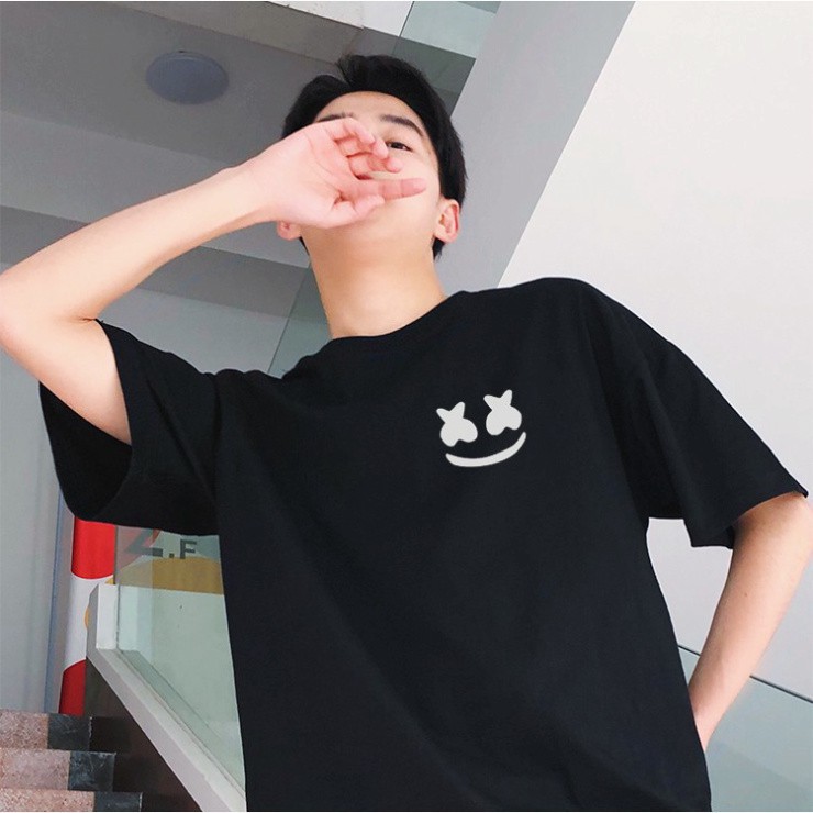 Áo phông nam nữ form rộng, áo thun tay lỡ unisex mặt cười smile