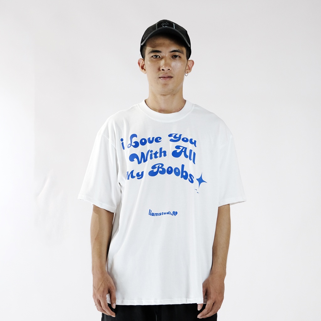 ÁO THUN UNISEX &quot;ILY WITH ALL MY B**BS&quot; 100% COTTON DÀY FORM OVERSIZE MÀU TRẤNG - liamstudio