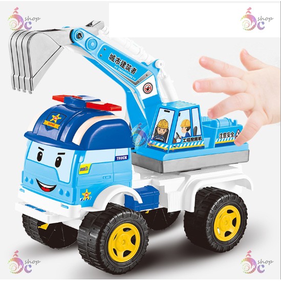 Xe máy xúc, xe cẩu robocar poli cỡ lớn- đồ chơi trẻ em, quà tặng bé