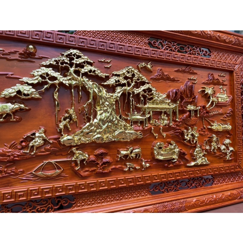Tranh gỗ đồng quê 79 x 155cm
