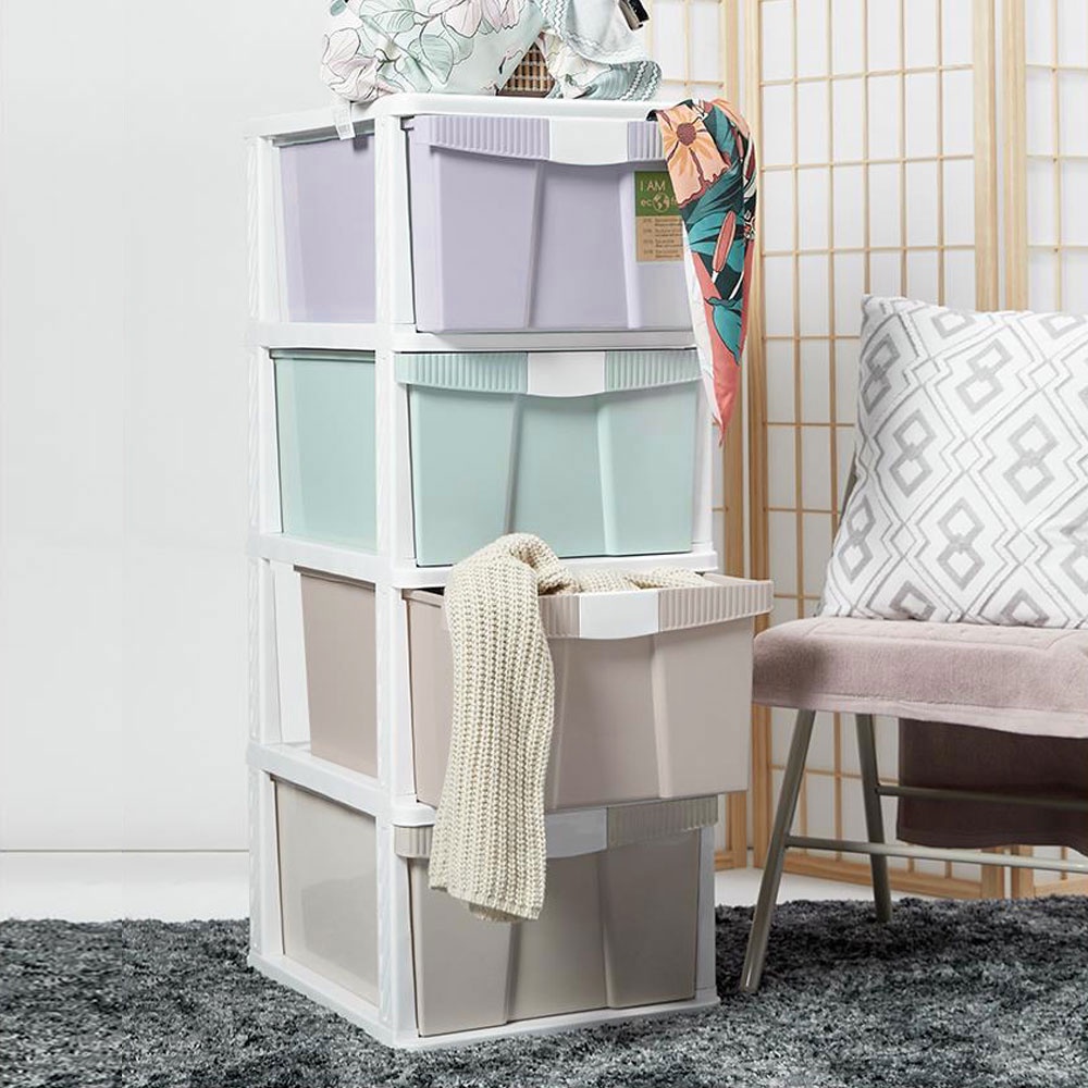 HomeBase STACKO Tủ nhựa 4 tầng Thái Lan W40xH104xD50cm màu Pastel