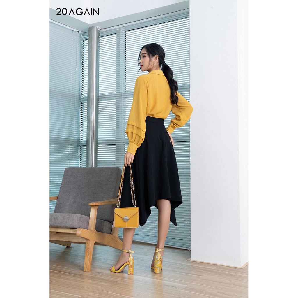 Áo sơ mi dài tay khuyết dây cổ 20AGAIN ASA0991 | BigBuy360 - bigbuy360.vn