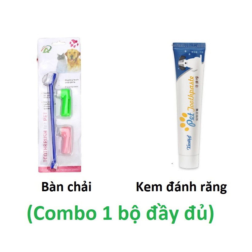 Bàn chải răng Kem đánh răng cho chó pet tooth giúp chó thơm miệng