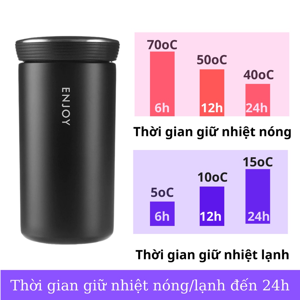 [Combo 10 khẩu trang cao cấp cho]Cốc cafe giữ nhiệt 5 lớp TiLoKi Enjoy 350ml lõi inox 304 có lọc trà