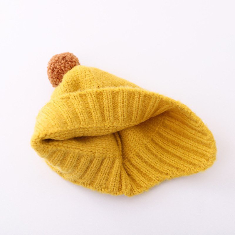 Nón len cục bông giữ ấm cho bé