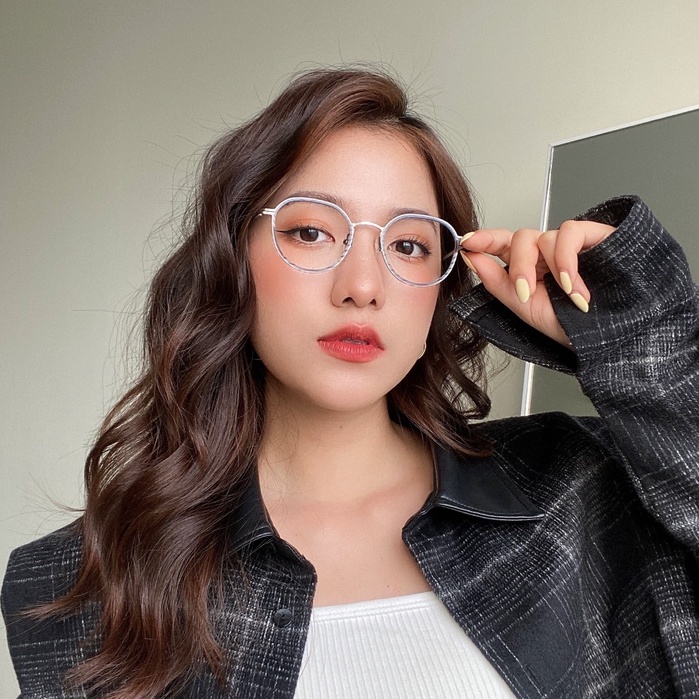 Gọng kính tròn nam nữ LILYEYEWEAR phù hợp mặt nhỏ giả cận kim loại thanh mảnh thời trang 20157