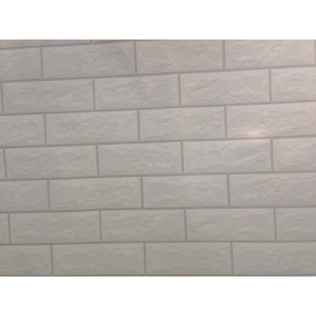 Giấy dán tường giả gạch trắng có viền  không cần keo khổ 1mx60cm