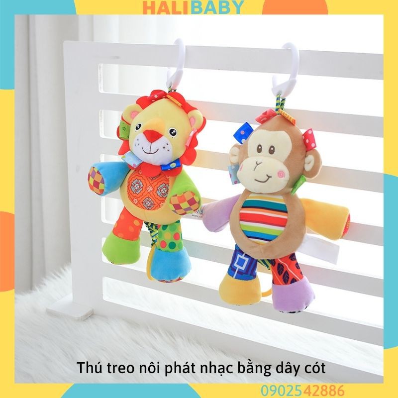 Treo nôi thú bông cho bé phát nhạc bằng dây cót kích thích thị giác HALIBABY TN03