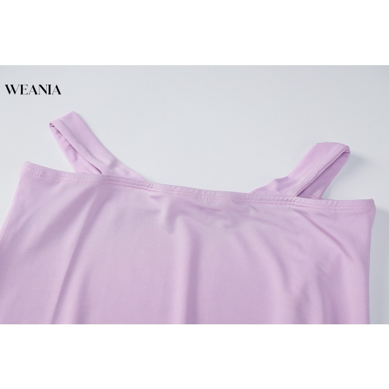 Set Áo Tank Top Màu Trơn Và Chân Váy Lưng Cao Thời Trang Cho Nữ