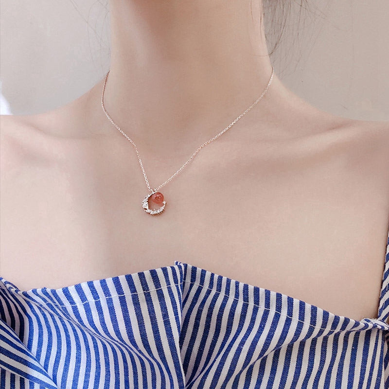 Pha Lê Đá Quý Bạc Vòng Cổ Mặt Dây Chuyền Crystal Gemstone Silver Pendant Necklace Female Jewelry