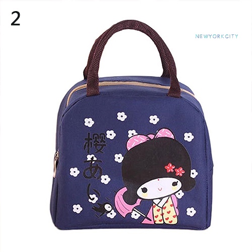 Túi Đựng Hộp Cơm Cách Nhiệt Chống Thấm Nước In Họa Tiết Hoạt Hình Kiểu Nhật Bản Dễ Thương