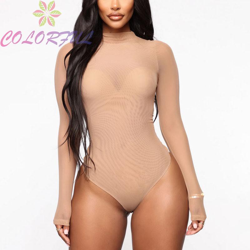 Bodysuit Dài Tay Xuyên Thấu Gợi Cảm Cho Nữ