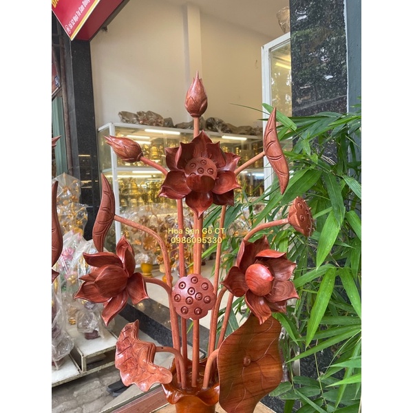 Hoa Sen Gỗ Hương Đá Cao 87cm