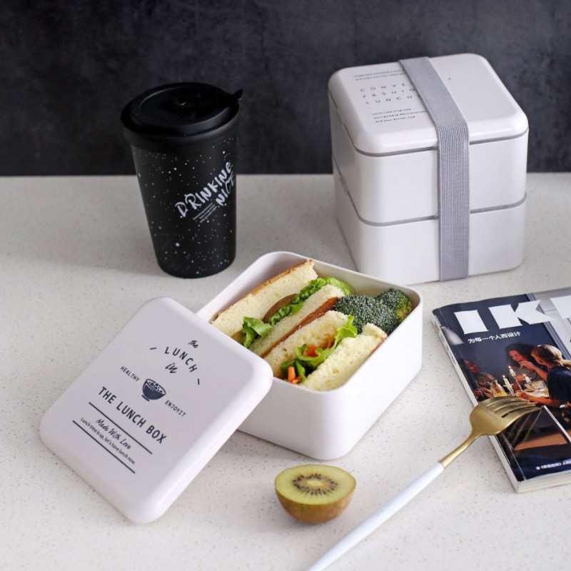 Hộp cơm SWEEJAR 2 tầng hình vuông dùng được trong lò vi sóng